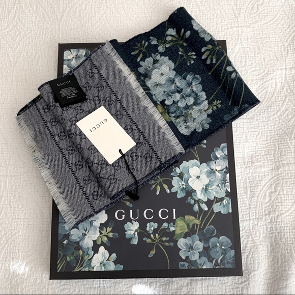 Gucci Accessories - Gucci Midnight blue bloom minorophin scarf/wrap